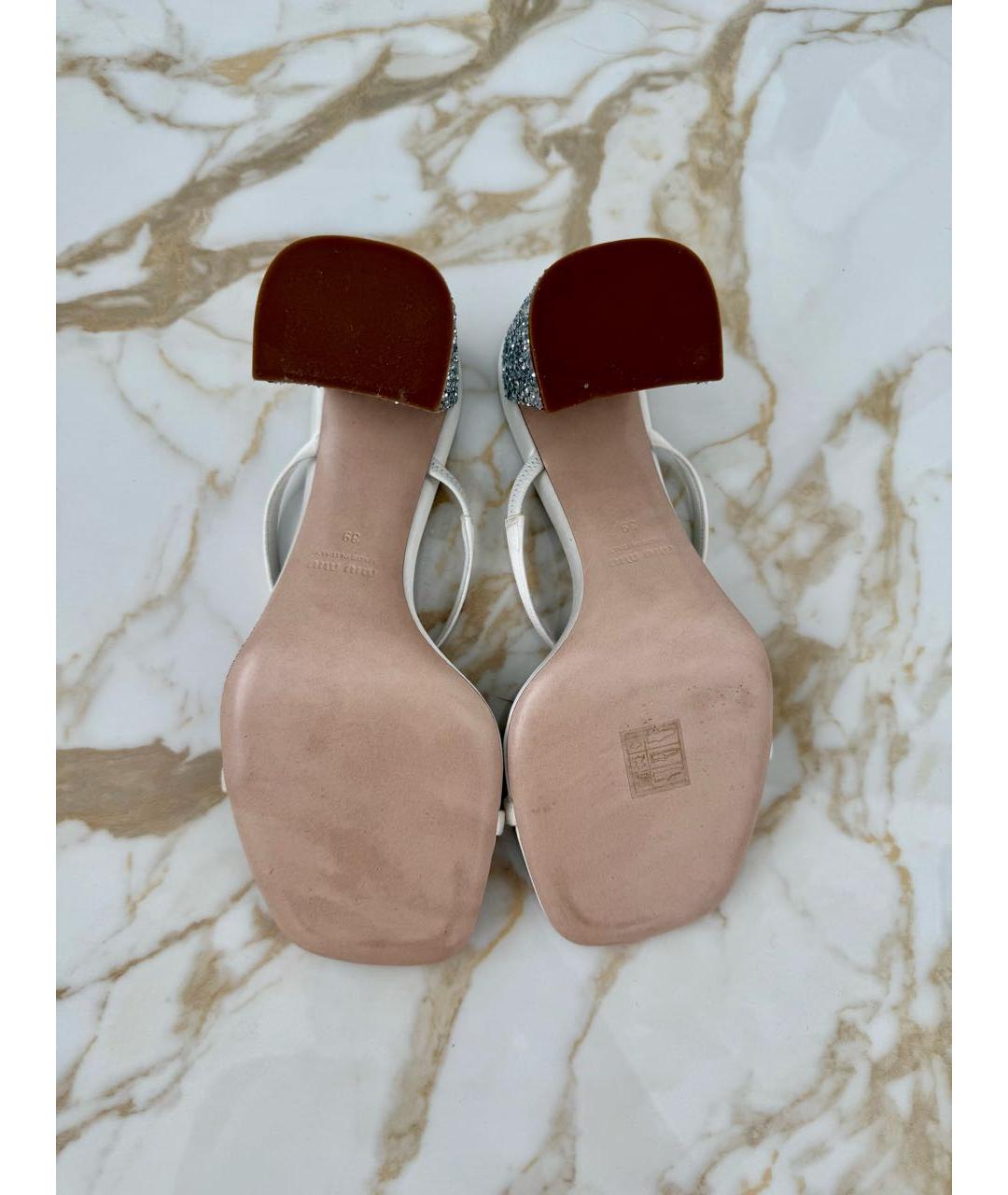 MIU MIU Белые текстильные босоножки, фото 3