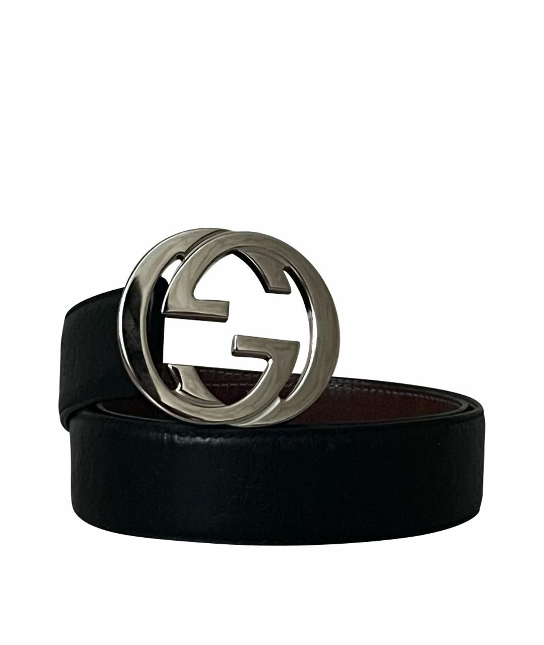 GUCCI Черный кожаный ремень, фото 1
