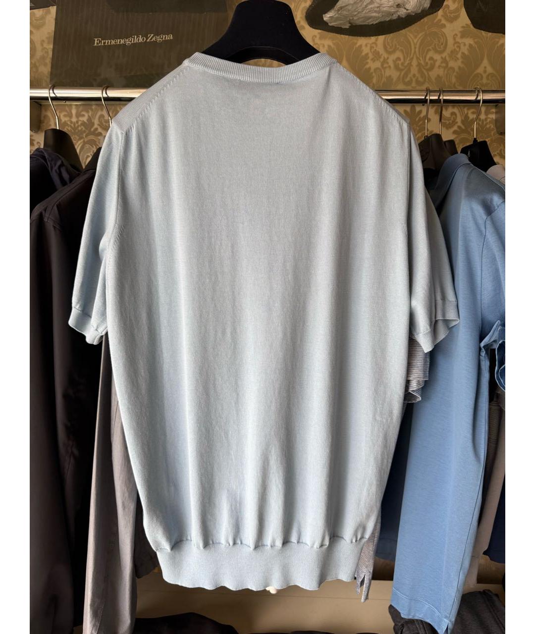 CANALI Голубая хлопковая футболка, фото 2