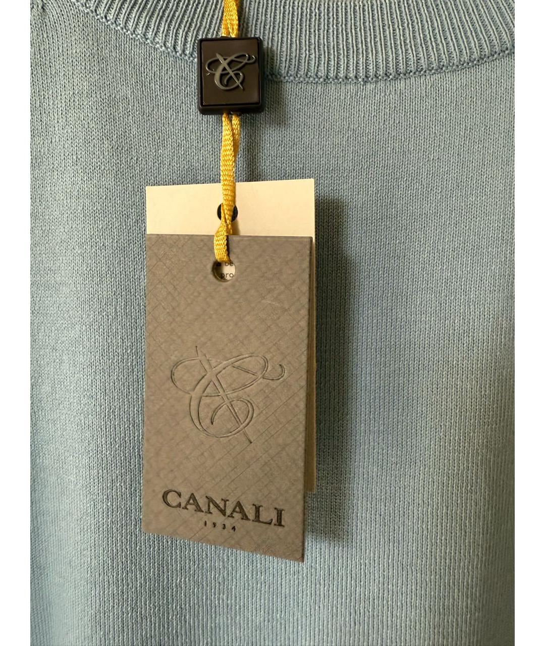 CANALI Голубая хлопковая футболка, фото 4