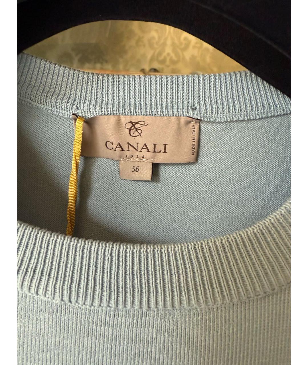 CANALI Голубая хлопковая футболка, фото 3