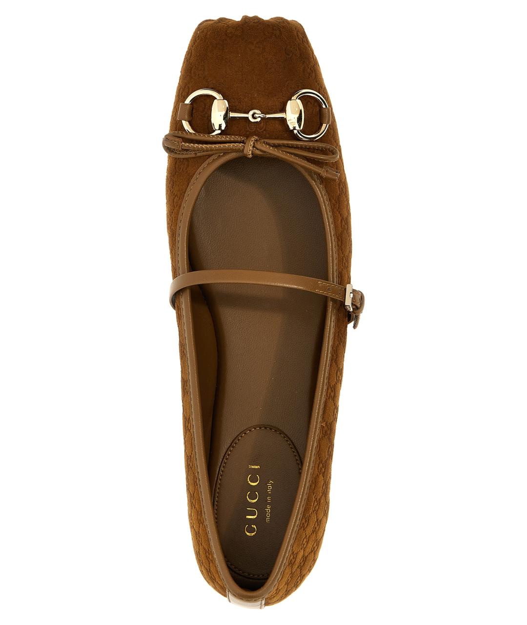 GUCCI Коричневые кожаные балетки, фото 4