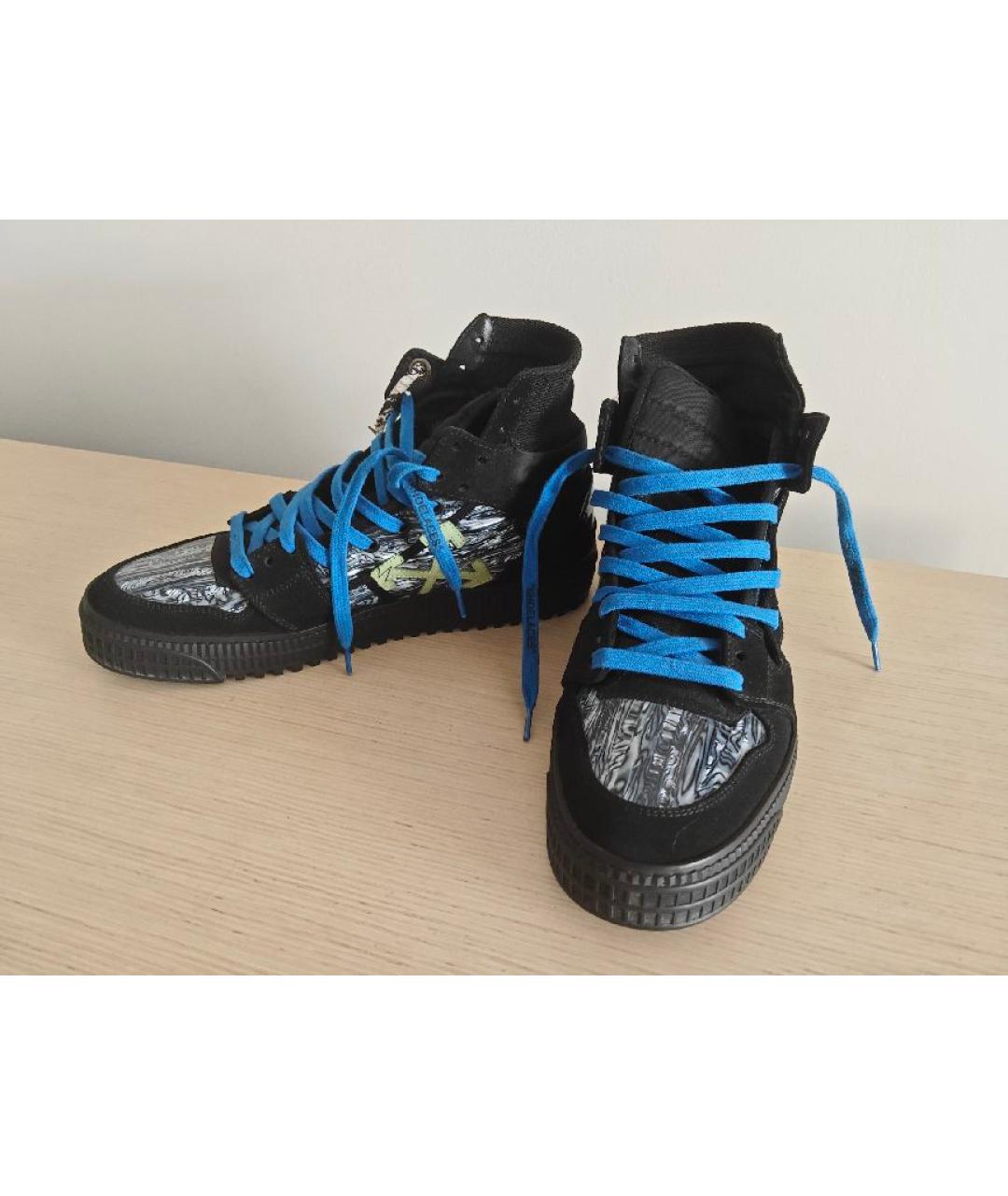 OFF-WHITE Черные замшевые высокие кроссовки / кеды, фото 8