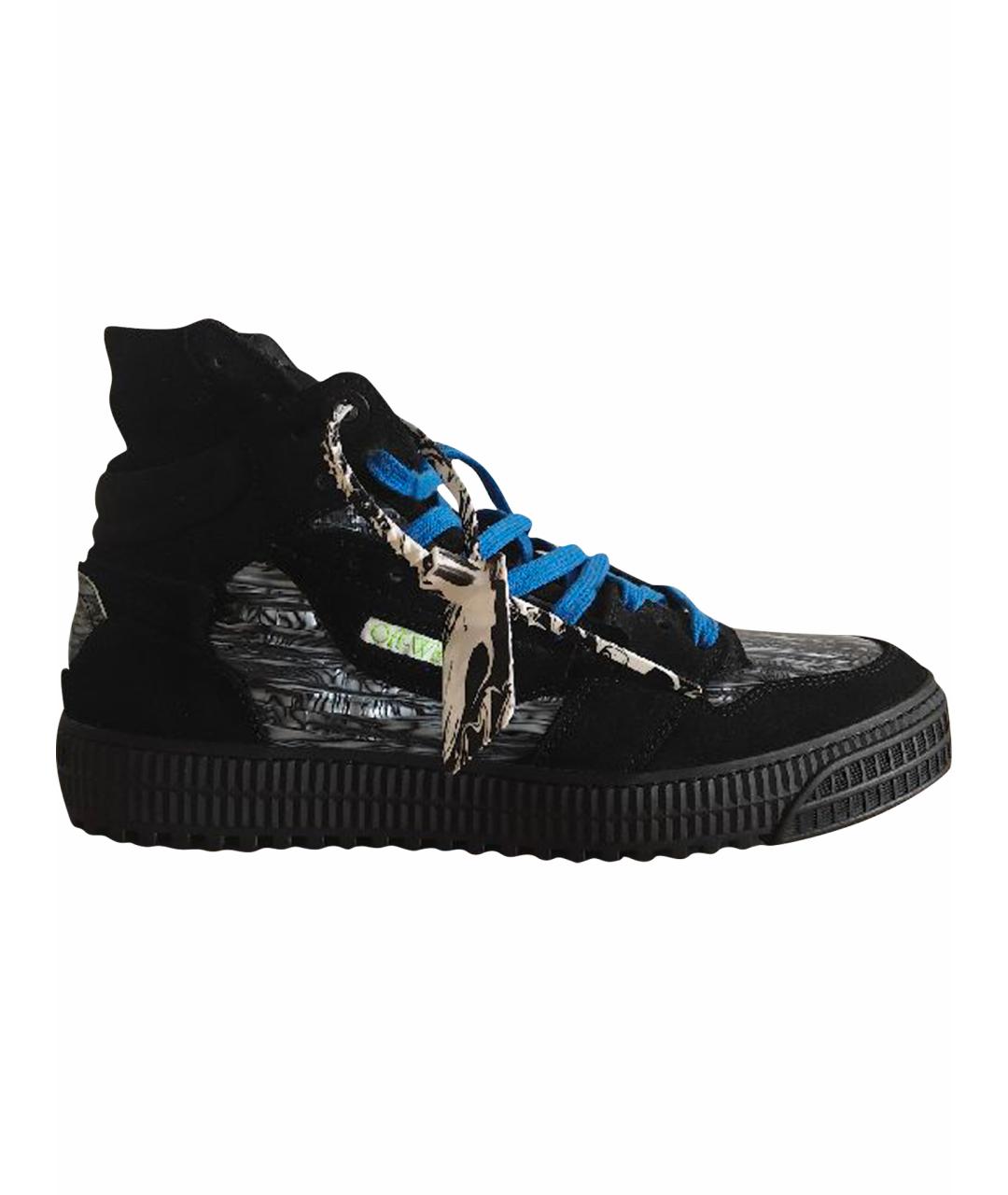 OFF-WHITE Черные замшевые высокие кроссовки / кеды, фото 1