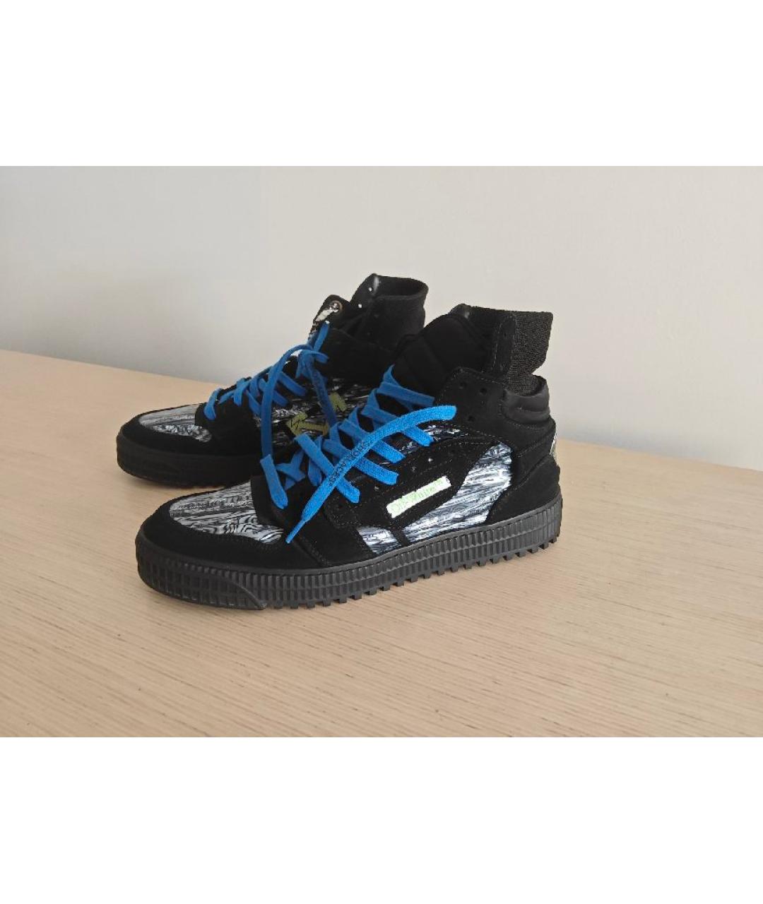 OFF-WHITE Черные замшевые высокие кроссовки / кеды, фото 3