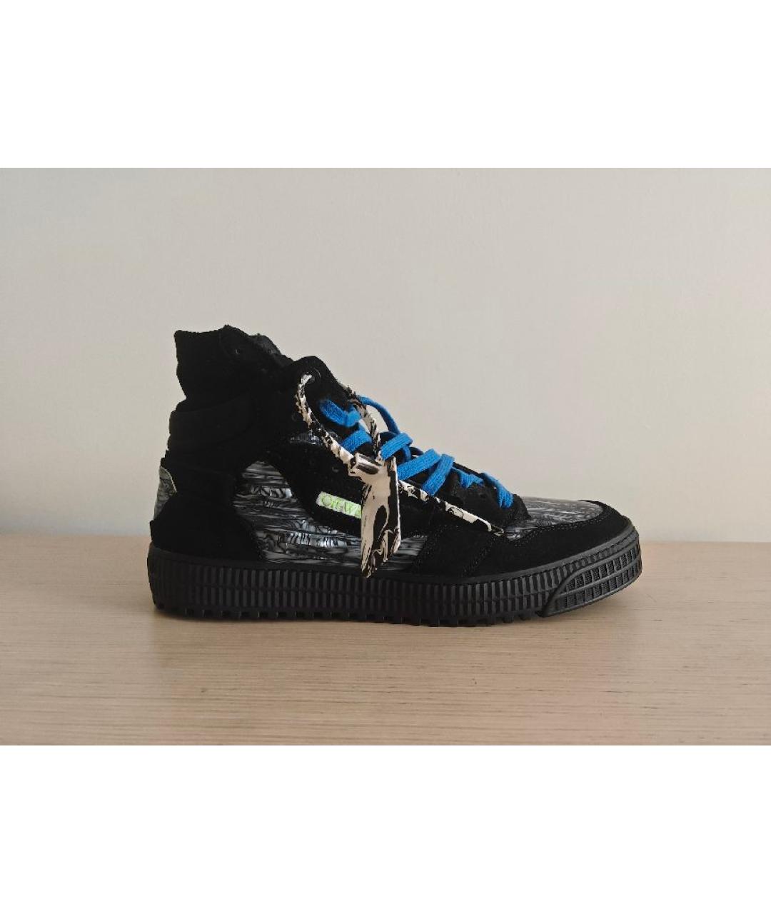 OFF-WHITE Черные замшевые высокие кроссовки / кеды, фото 10