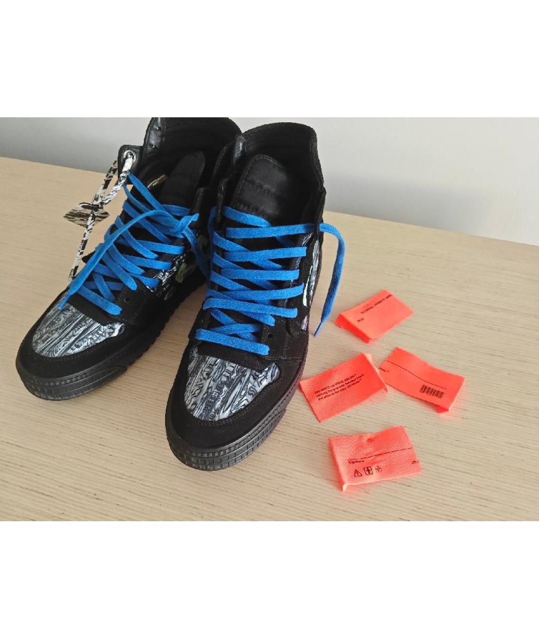 OFF-WHITE Черные замшевые высокие кроссовки / кеды, фото 6