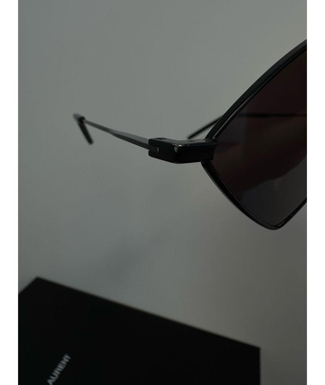 SAINT LAURENT Черные металлические солнцезащитные очки, фото 5