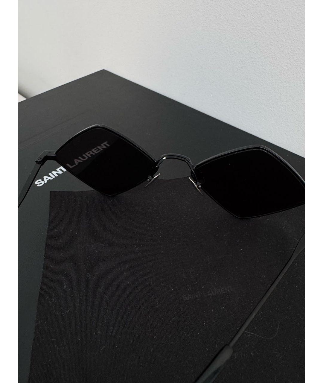 SAINT LAURENT Черные металлические солнцезащитные очки, фото 4