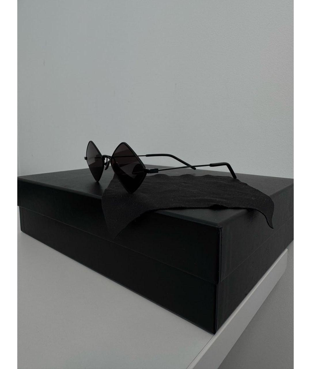 SAINT LAURENT Черные металлические солнцезащитные очки, фото 2