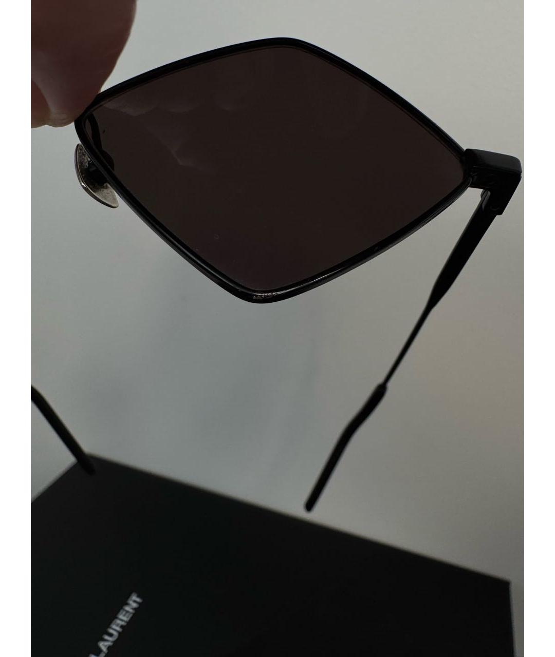 SAINT LAURENT Черные металлические солнцезащитные очки, фото 3