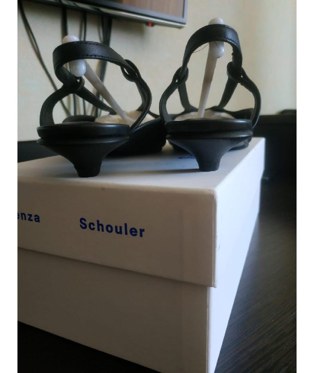 PROENZA SCHOULER Черные кожаные лодочки на низком каблуке, фото 4