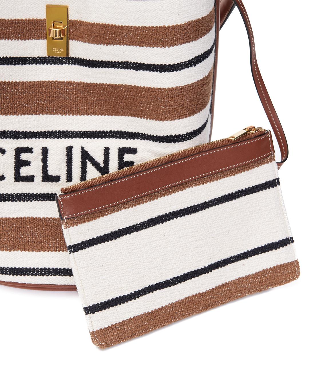 CELINE Бежевая тканевая сумка тоут, фото 6