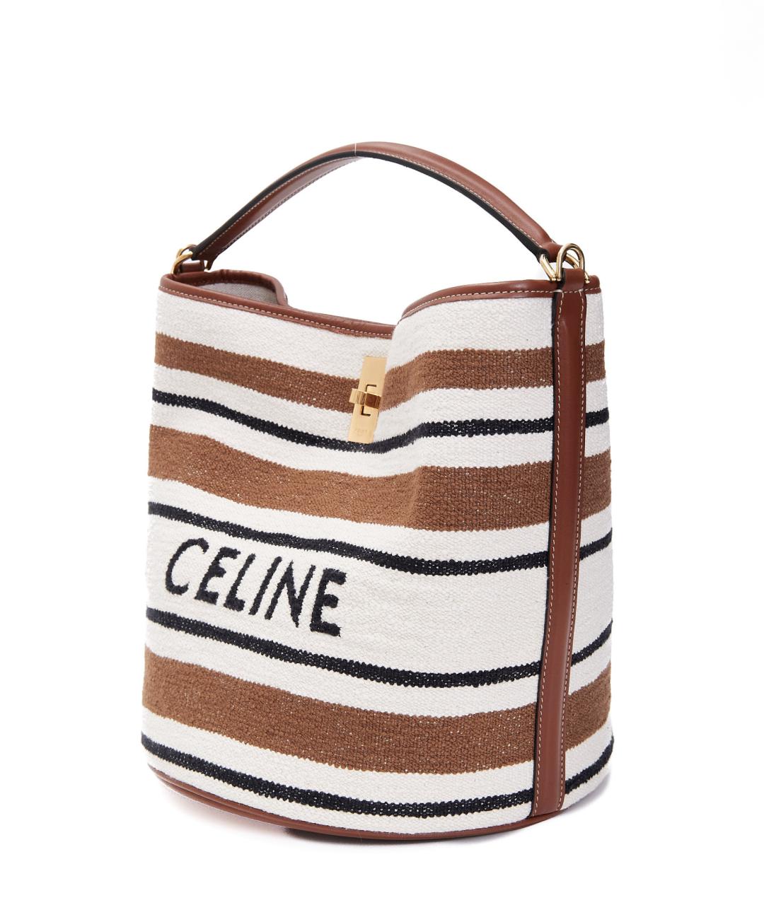 CELINE Бежевая тканевая сумка тоут, фото 3