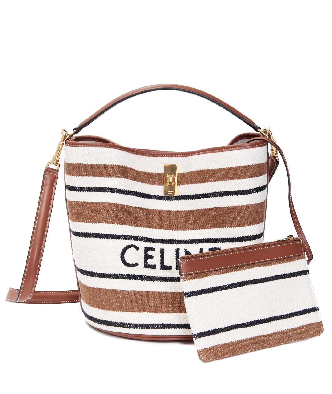 CELINE Бежевая тканевая сумка тоут, фото 5