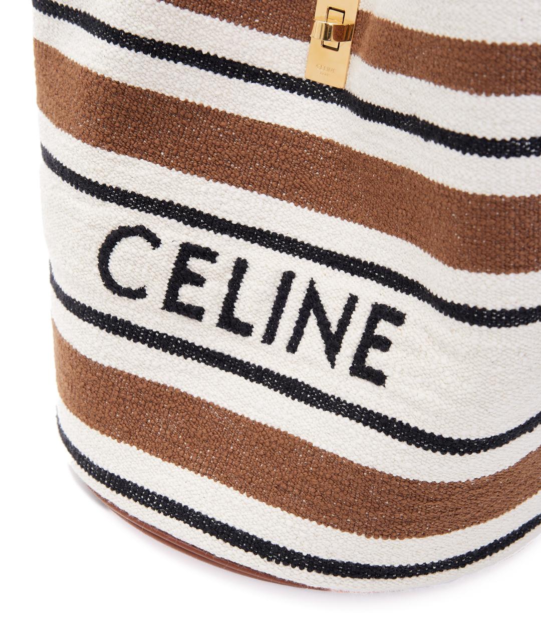 CELINE Бежевая тканевая сумка тоут, фото 9