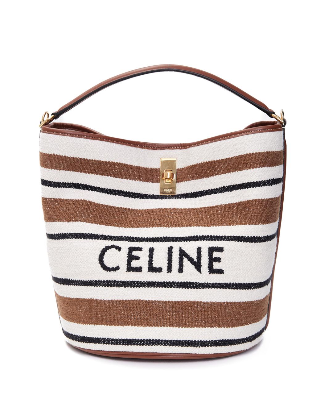 CELINE Бежевая тканевая сумка тоут, фото 2