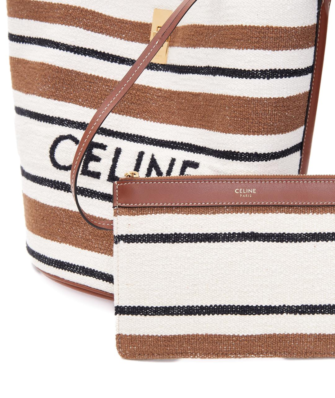 CELINE Бежевая тканевая сумка тоут, фото 8