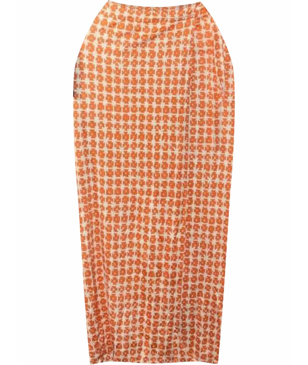 DIANE VON FURSTENBERG Оранжевая шелковая юбка макси, фото 1