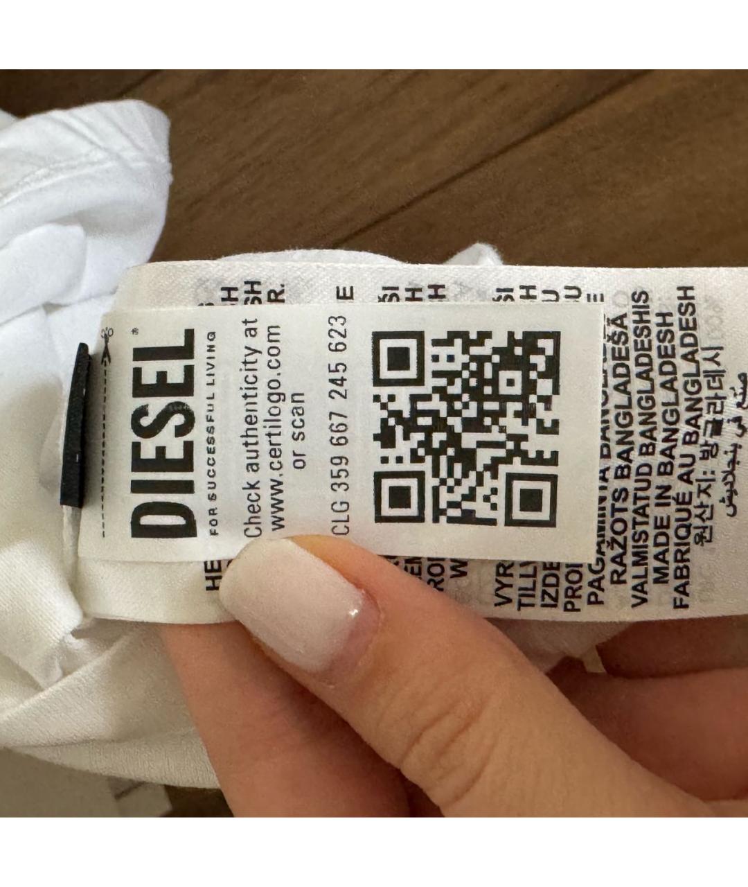 DIESEL Белая хлопковая футболка, фото 7