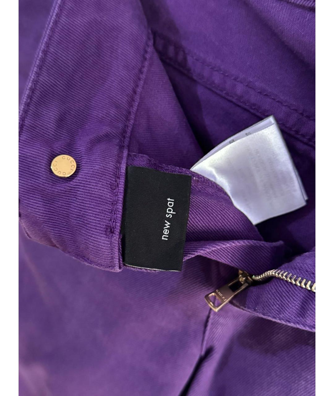 GUCCI Фиолетовые хлопковые прямые джинсы, фото 4