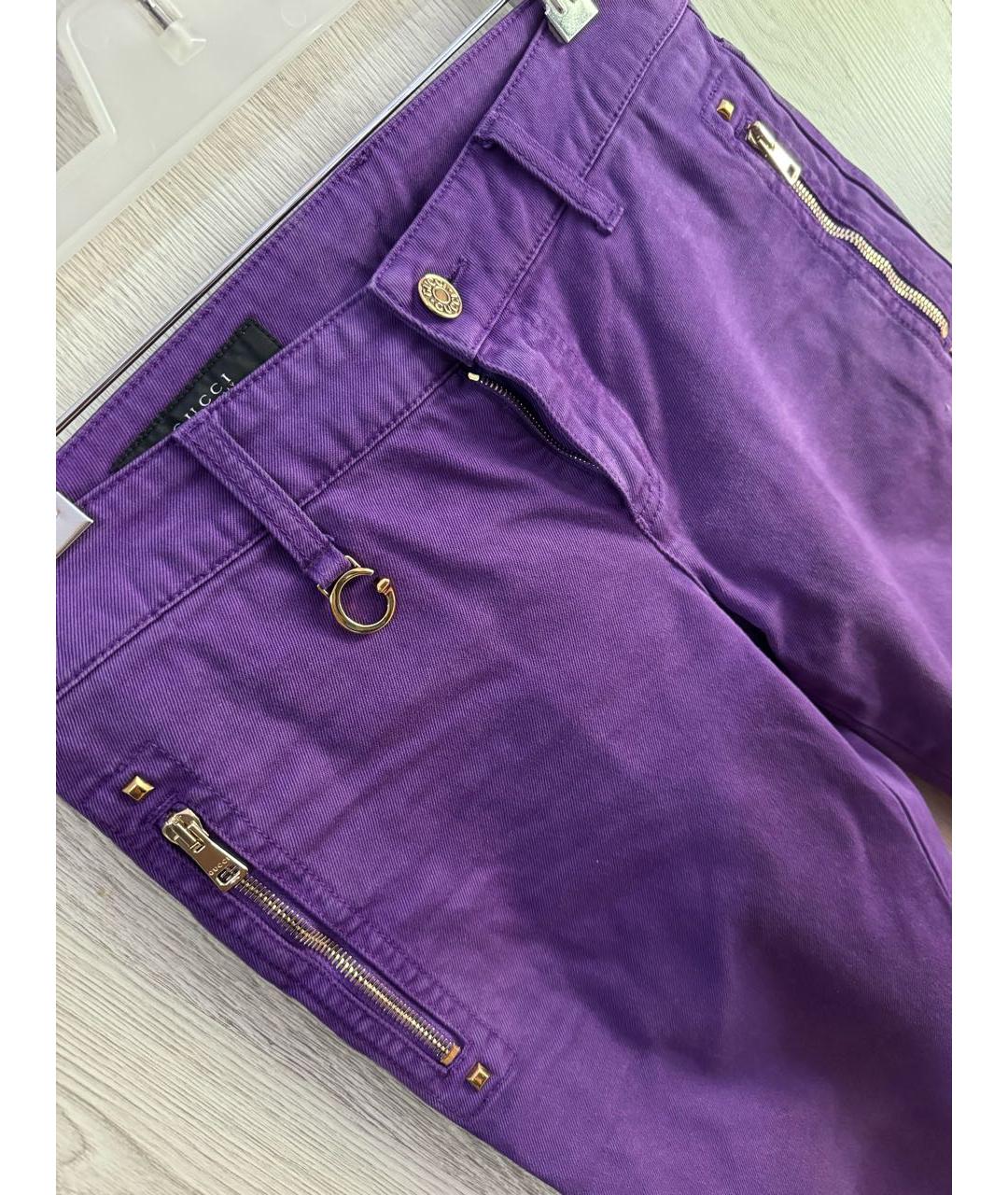 GUCCI Фиолетовые хлопковые прямые джинсы, фото 5
