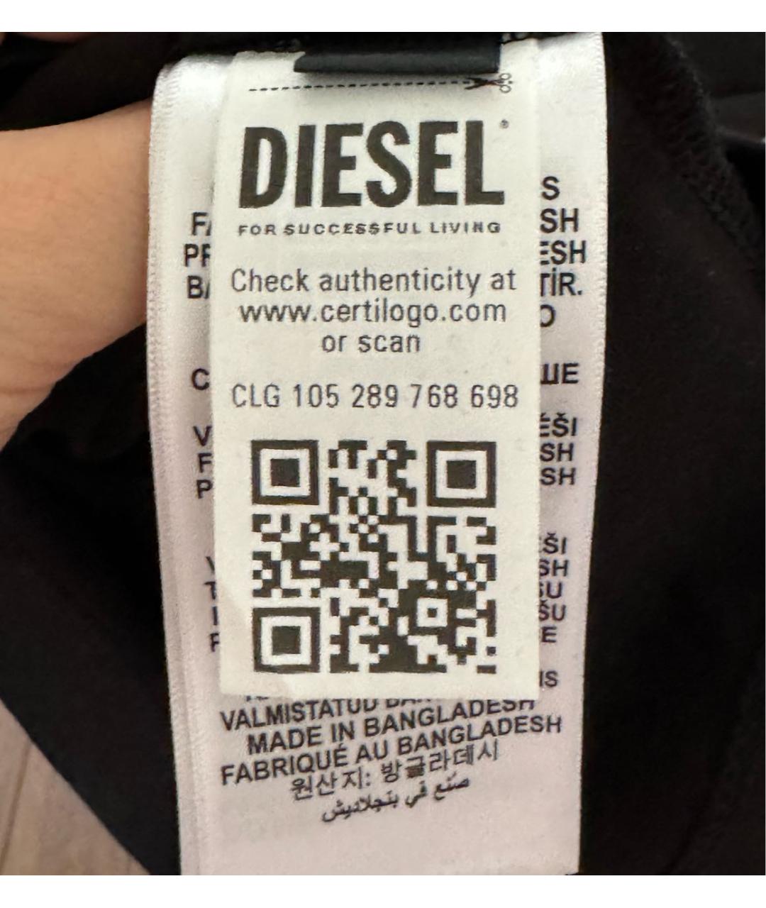 DIESEL Черная хлопковая футболка, фото 5