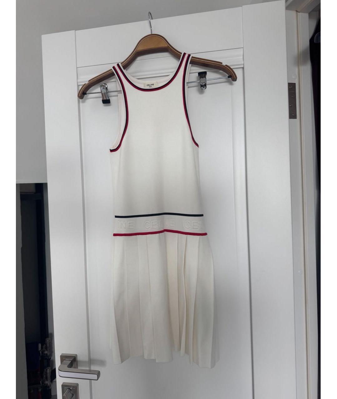 CELINE Белое вискозное повседневное платье, фото 5