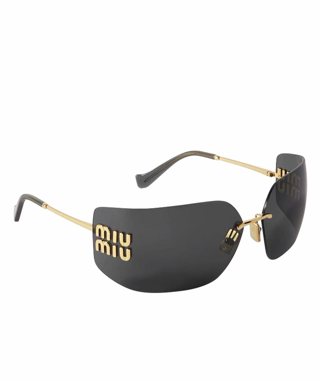 MIU MIU Черные металлические солнцезащитные очки, фото 1