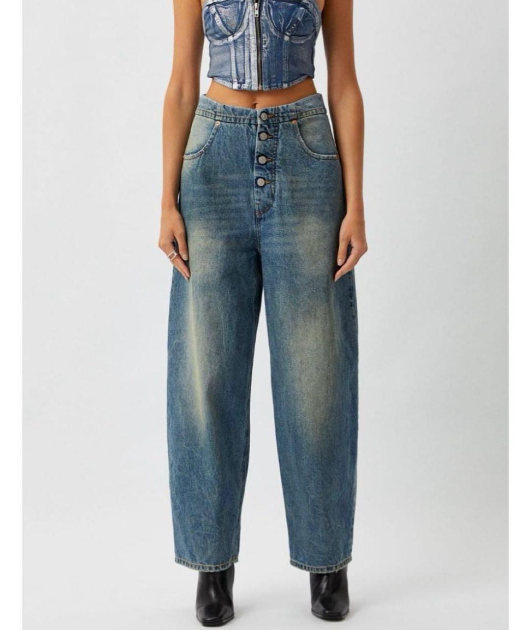 MM6 MAISON MARGIELA Голубые хлопковые прямые джинсы, фото 6