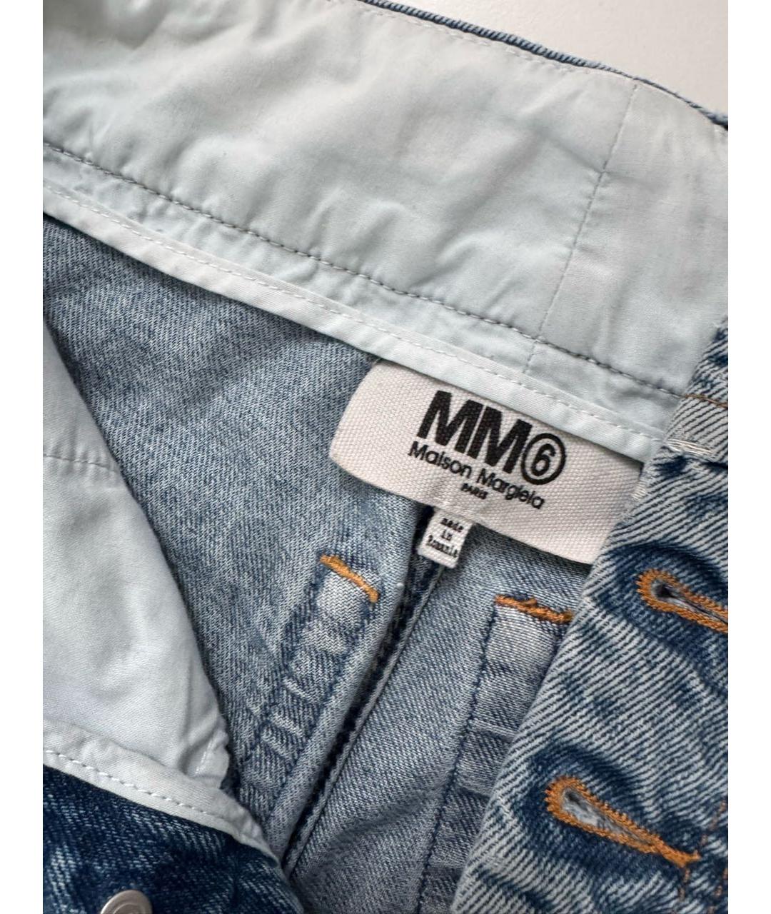 MM6 MAISON MARGIELA Голубые хлопковые прямые джинсы, фото 3