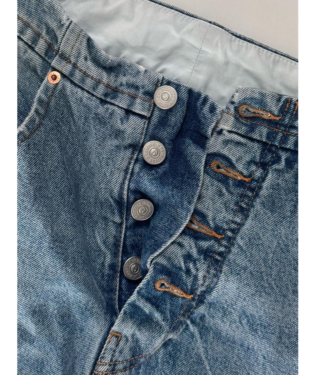 MM6 MAISON MARGIELA Голубые хлопковые прямые джинсы, фото 5