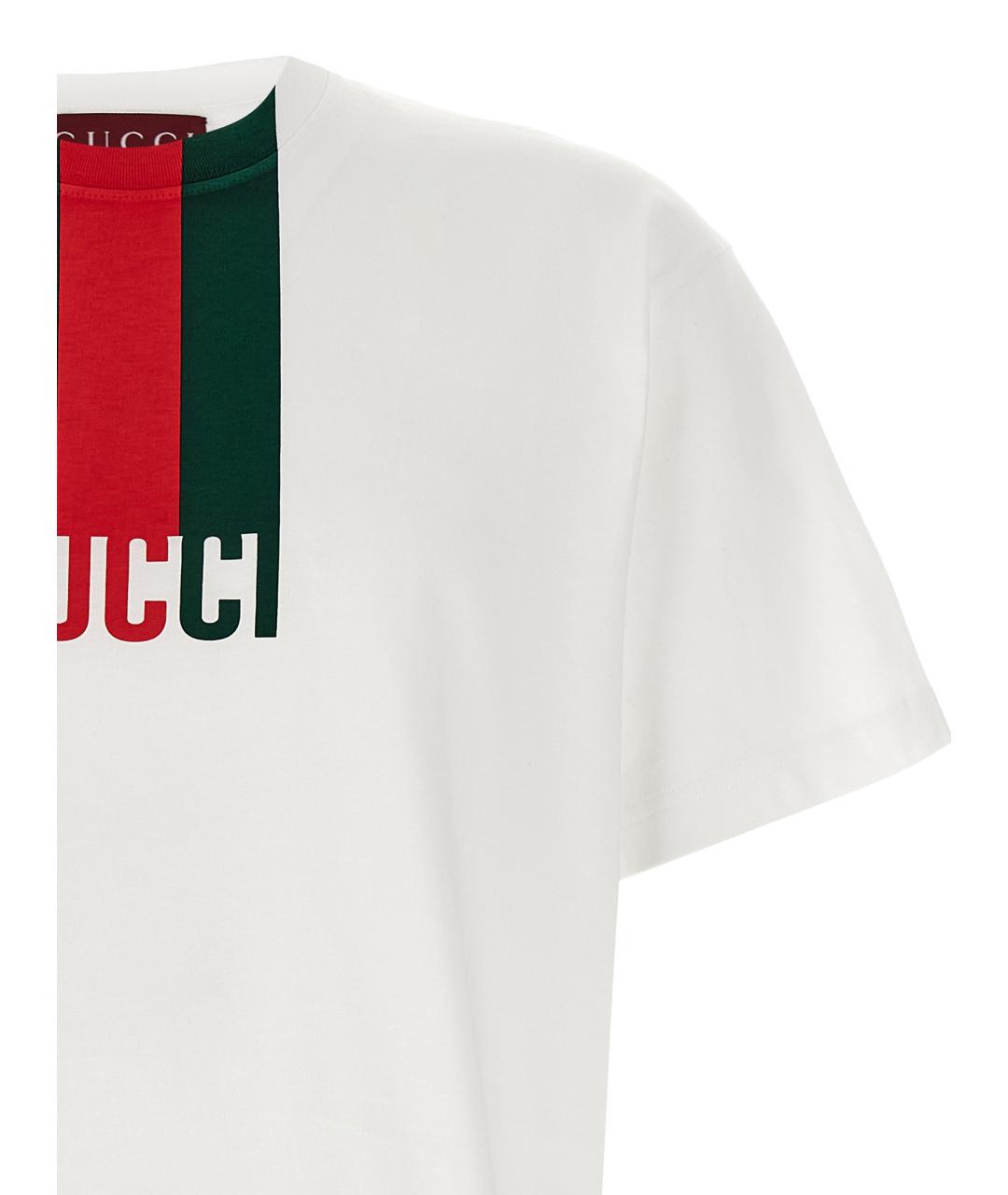 GUCCI Белая хлопковая футболка, фото 3