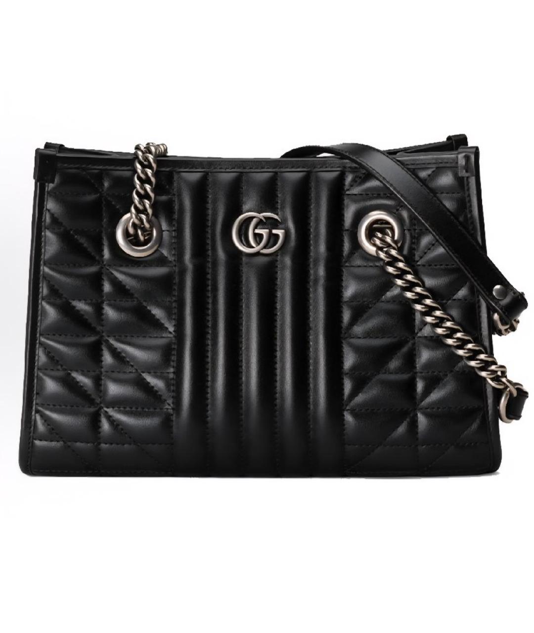 GUCCI Черная кожаная сумка с короткими ручками, фото 5