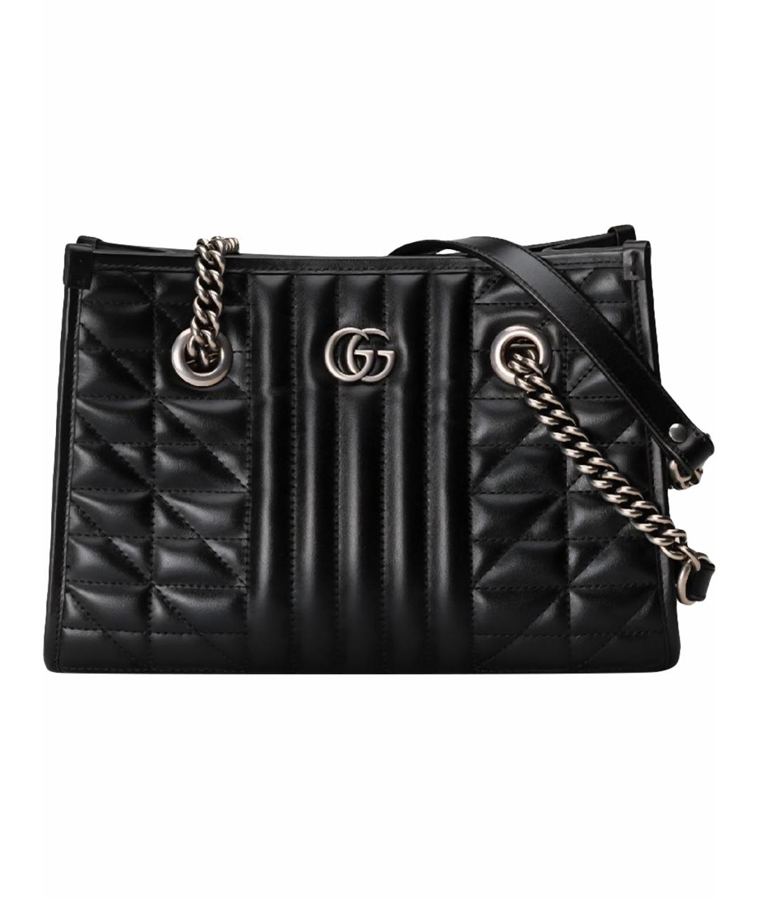 GUCCI Черная кожаная сумка с короткими ручками, фото 1