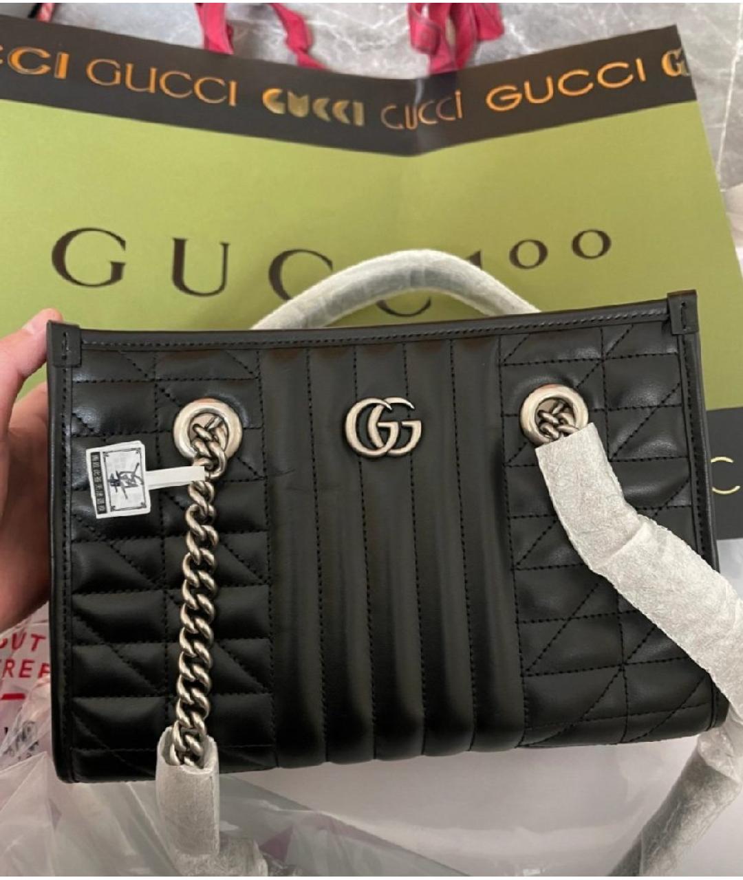 GUCCI Черная кожаная сумка с короткими ручками, фото 4