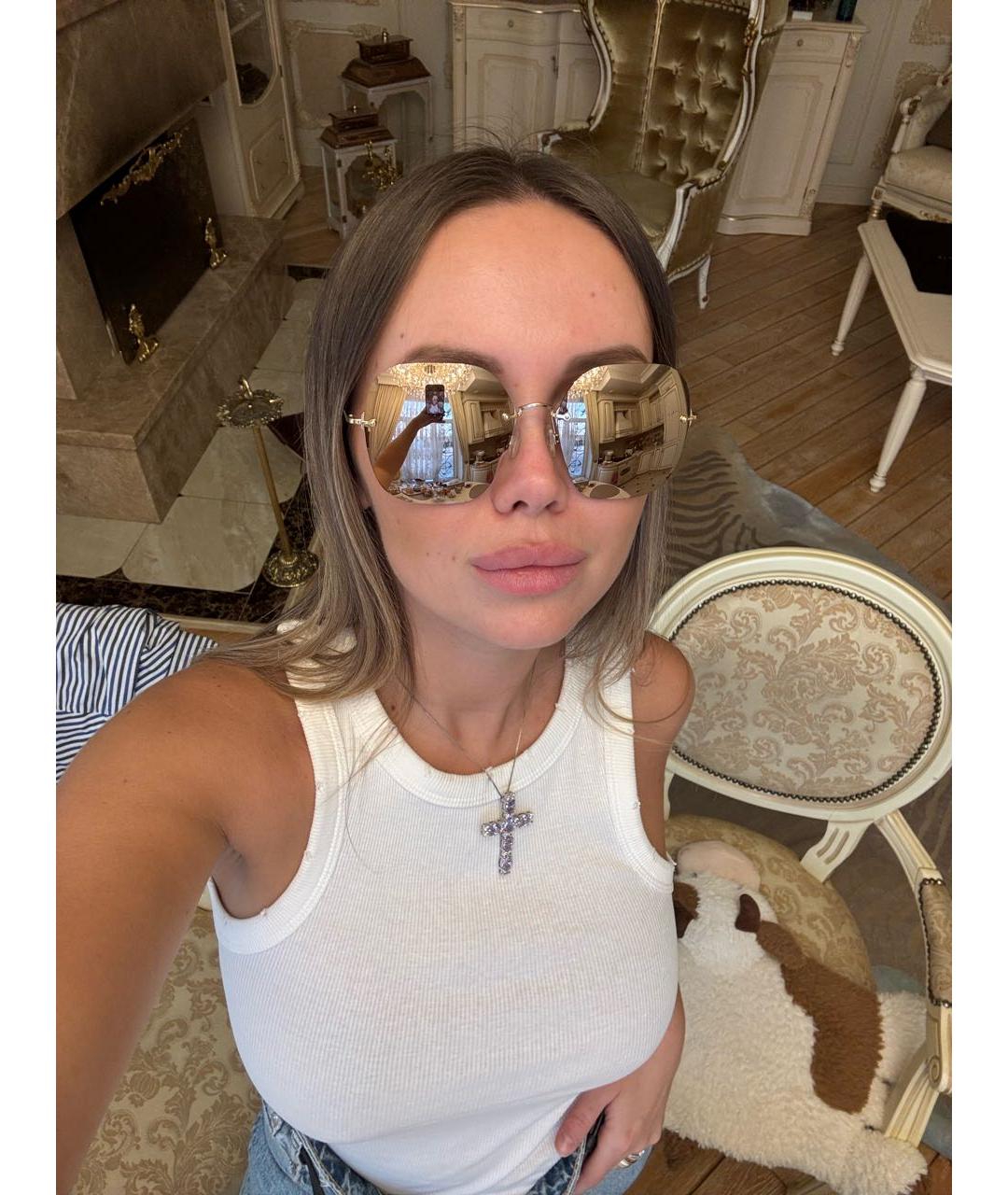 VICTORIA BECKHAM Золотые металлические солнцезащитные очки, фото 8