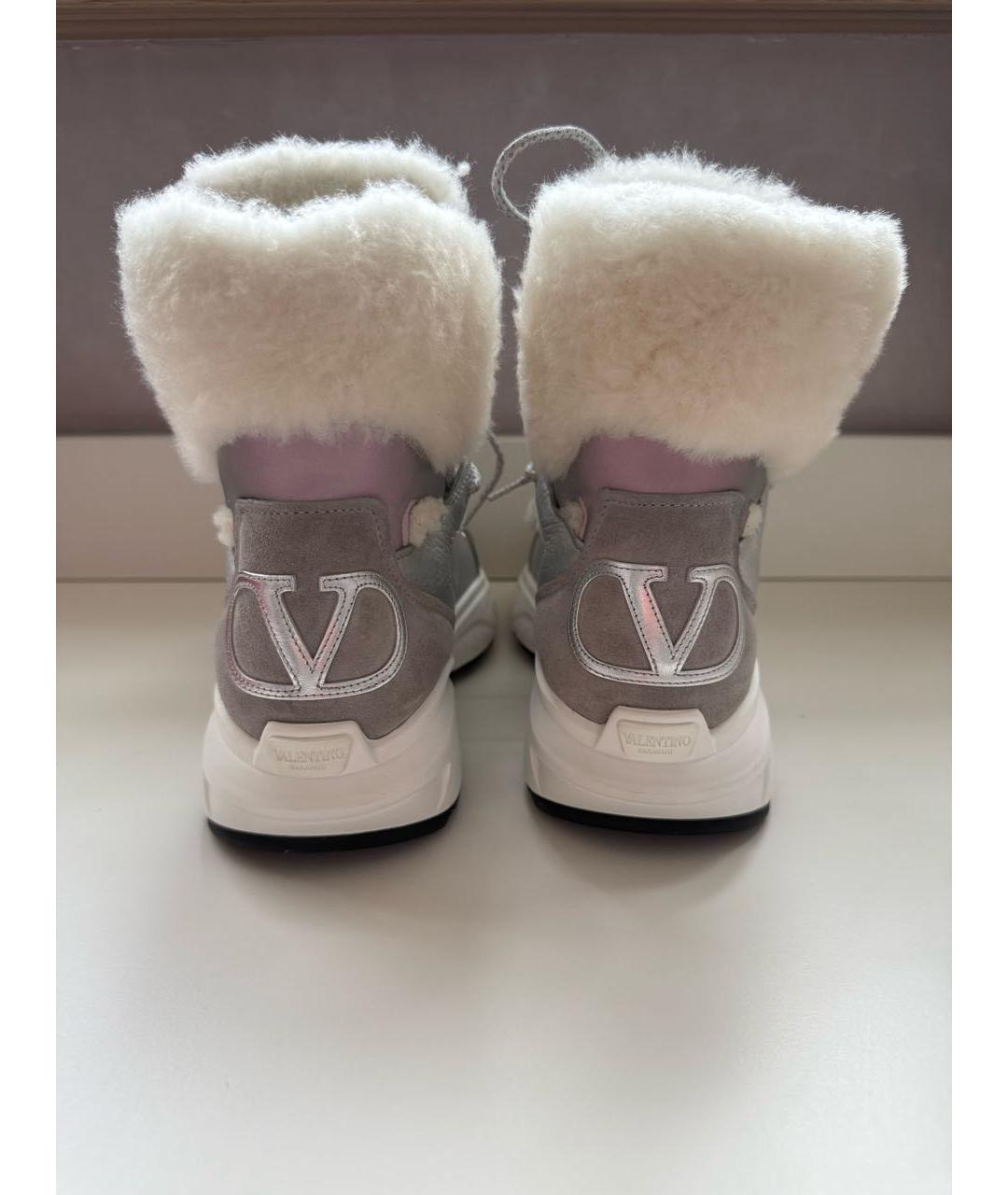 VALENTINO Серые кожаные ботинки, фото 4
