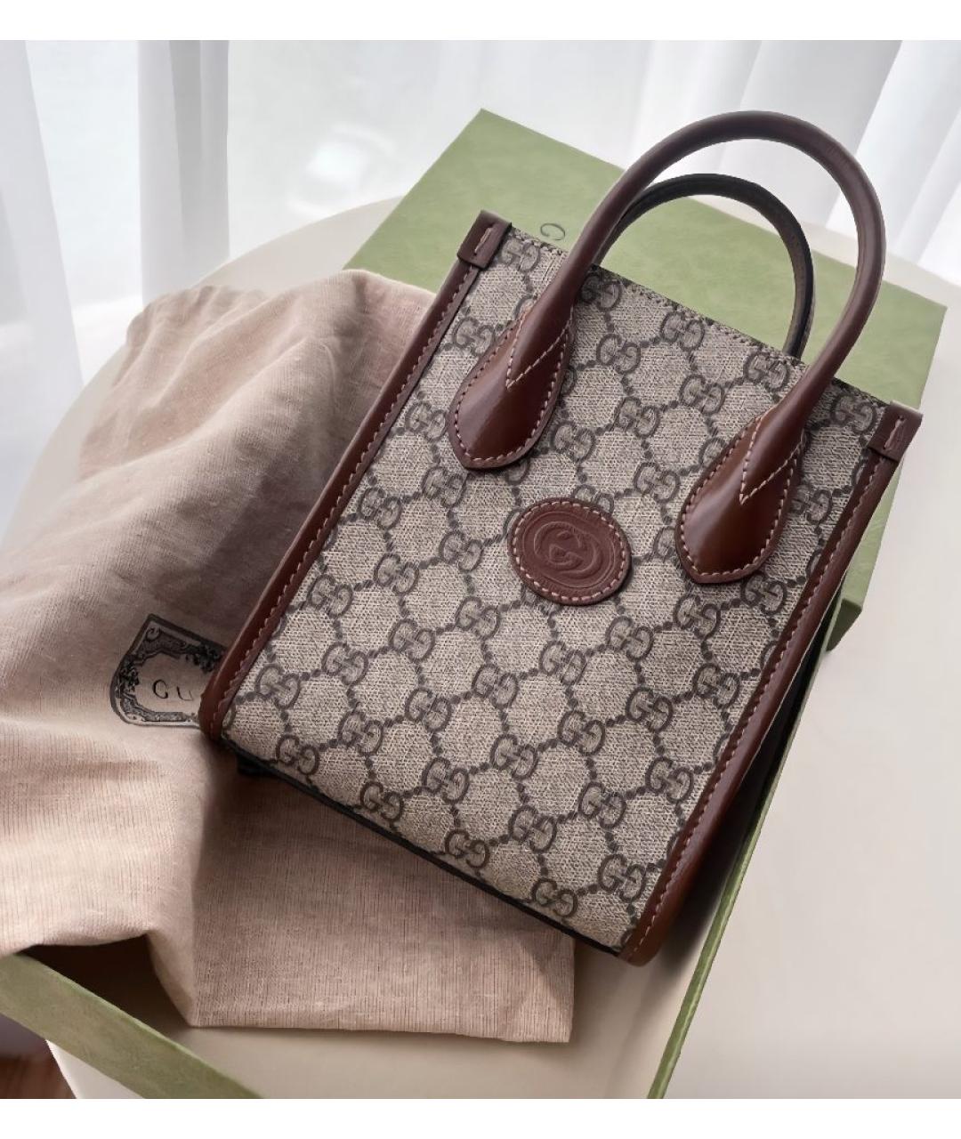 GUCCI Коричневая сумка с короткими ручками, фото 4