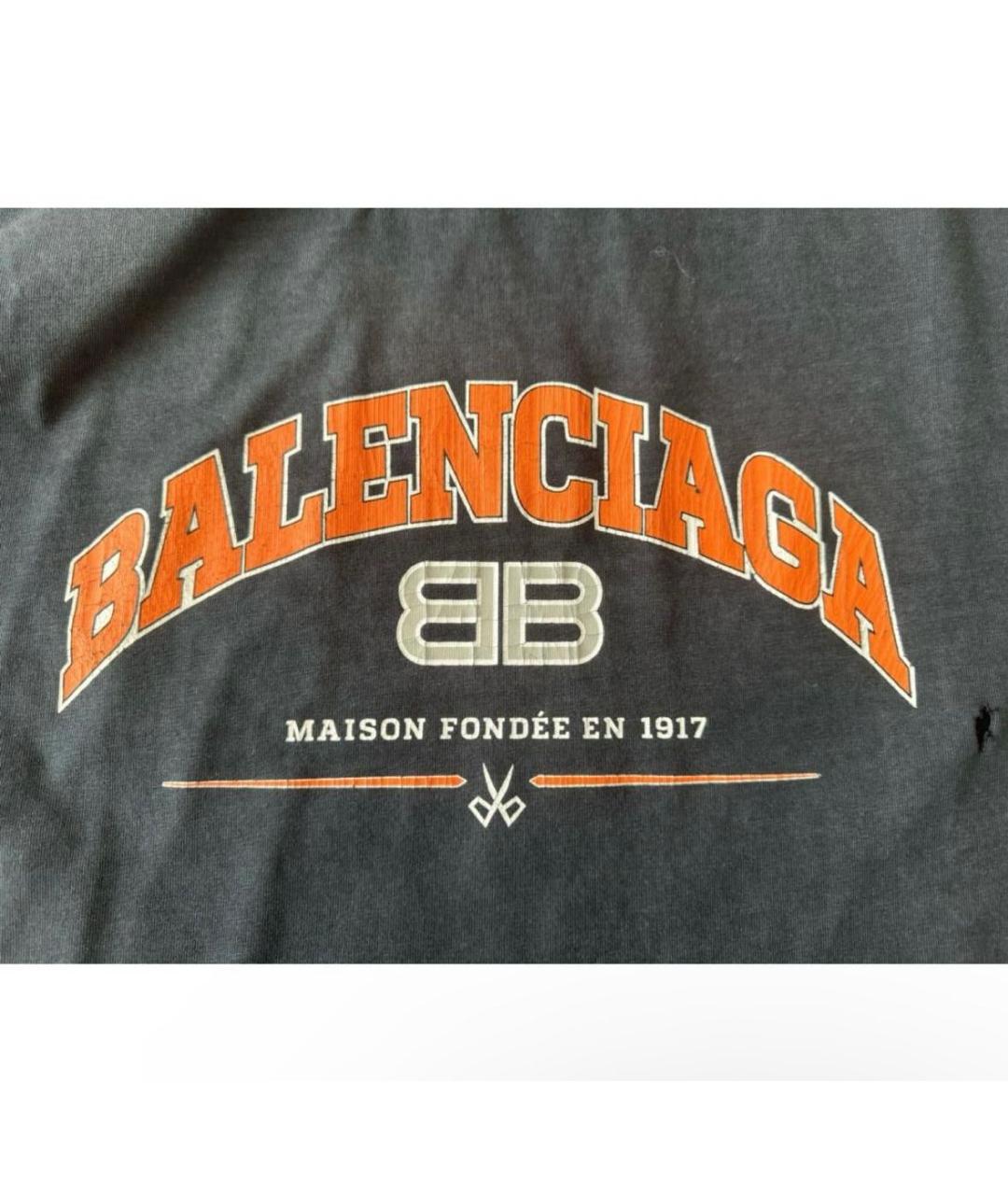 BALENCIAGA Антрацитовая хлопковая футболка, фото 5