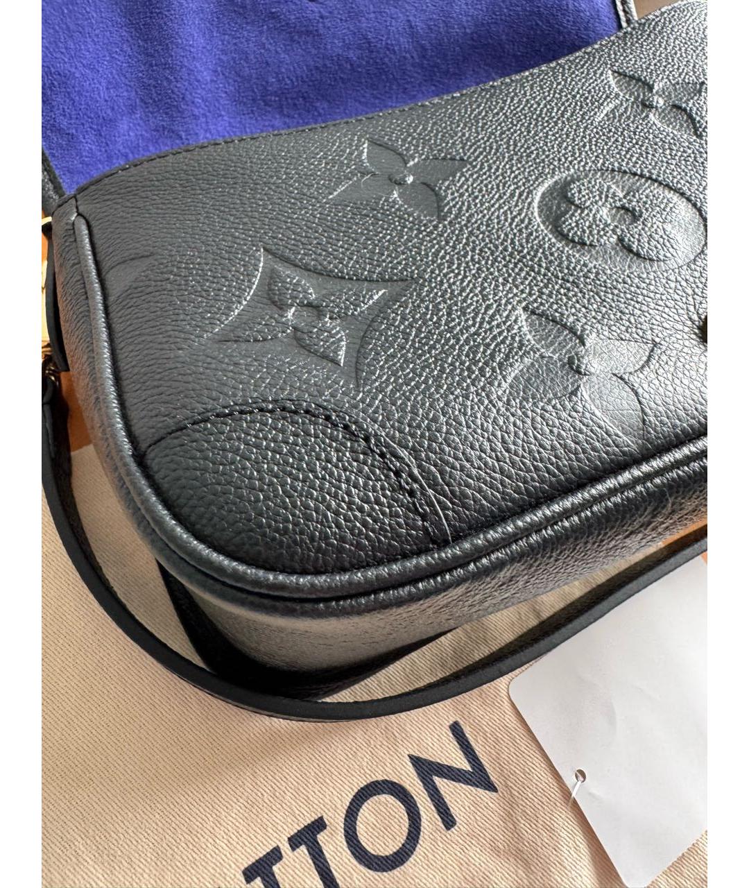 LOUIS VUITTON Черная кожаная сумка с короткими ручками, фото 3