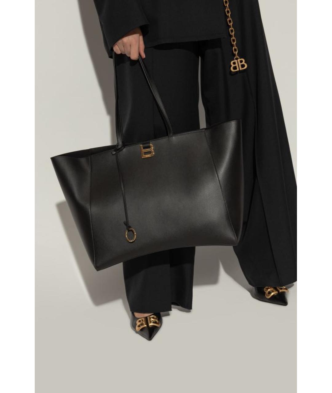 BALENCIAGA Черная кожаная сумка тоут, фото 2
