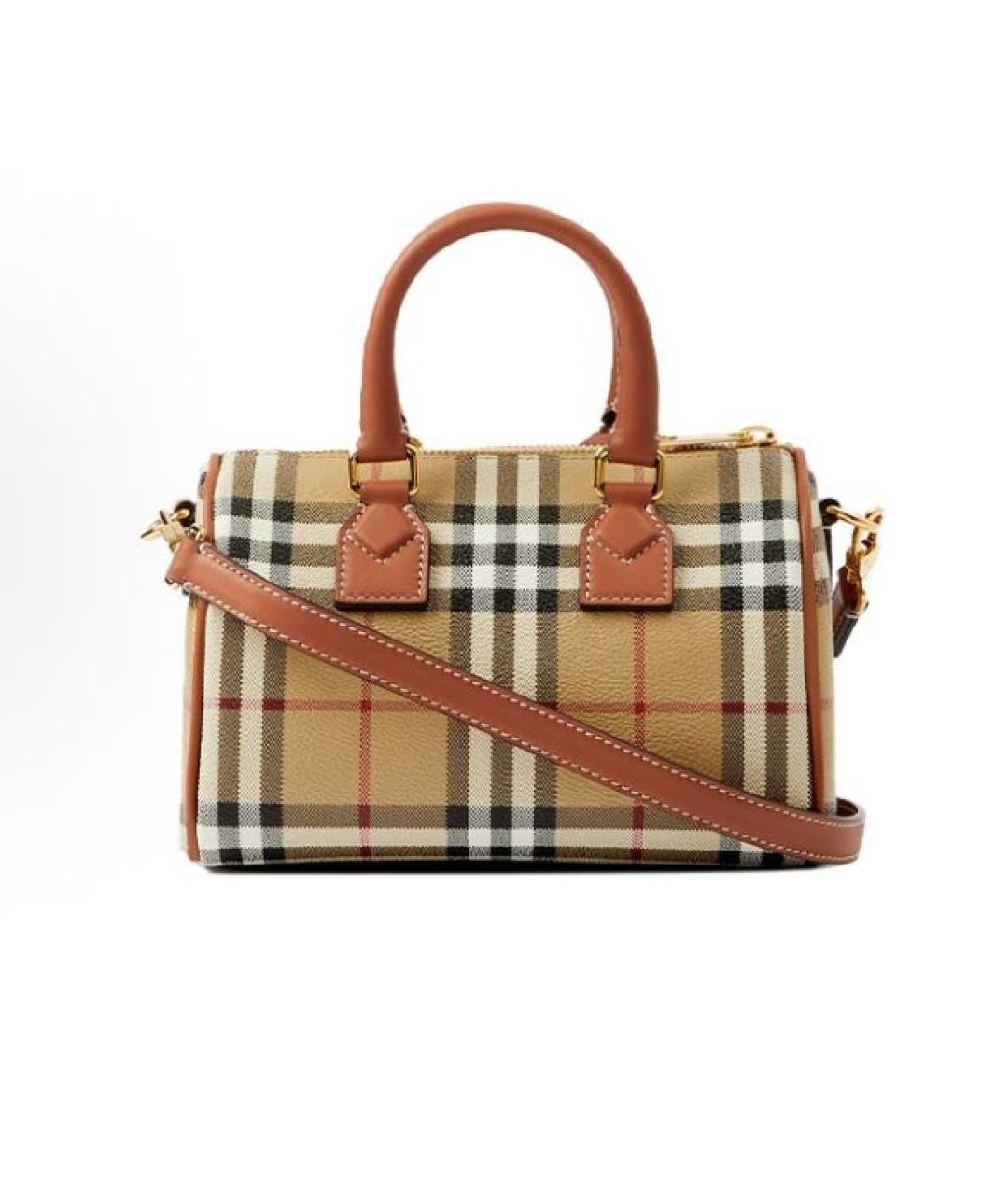 BURBERRY Коричневая кожаная сумка с короткими ручками, фото 3