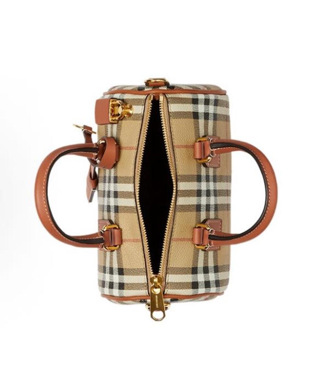 BURBERRY Коричневая кожаная сумка с короткими ручками, фото 4