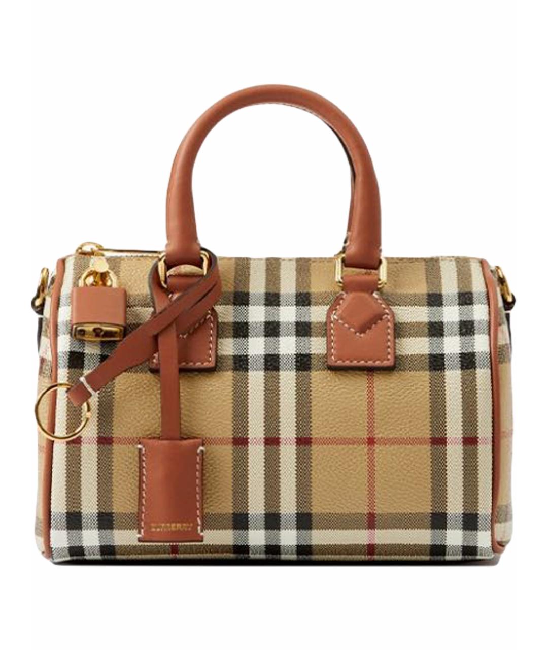 BURBERRY Коричневая кожаная сумка с короткими ручками, фото 1