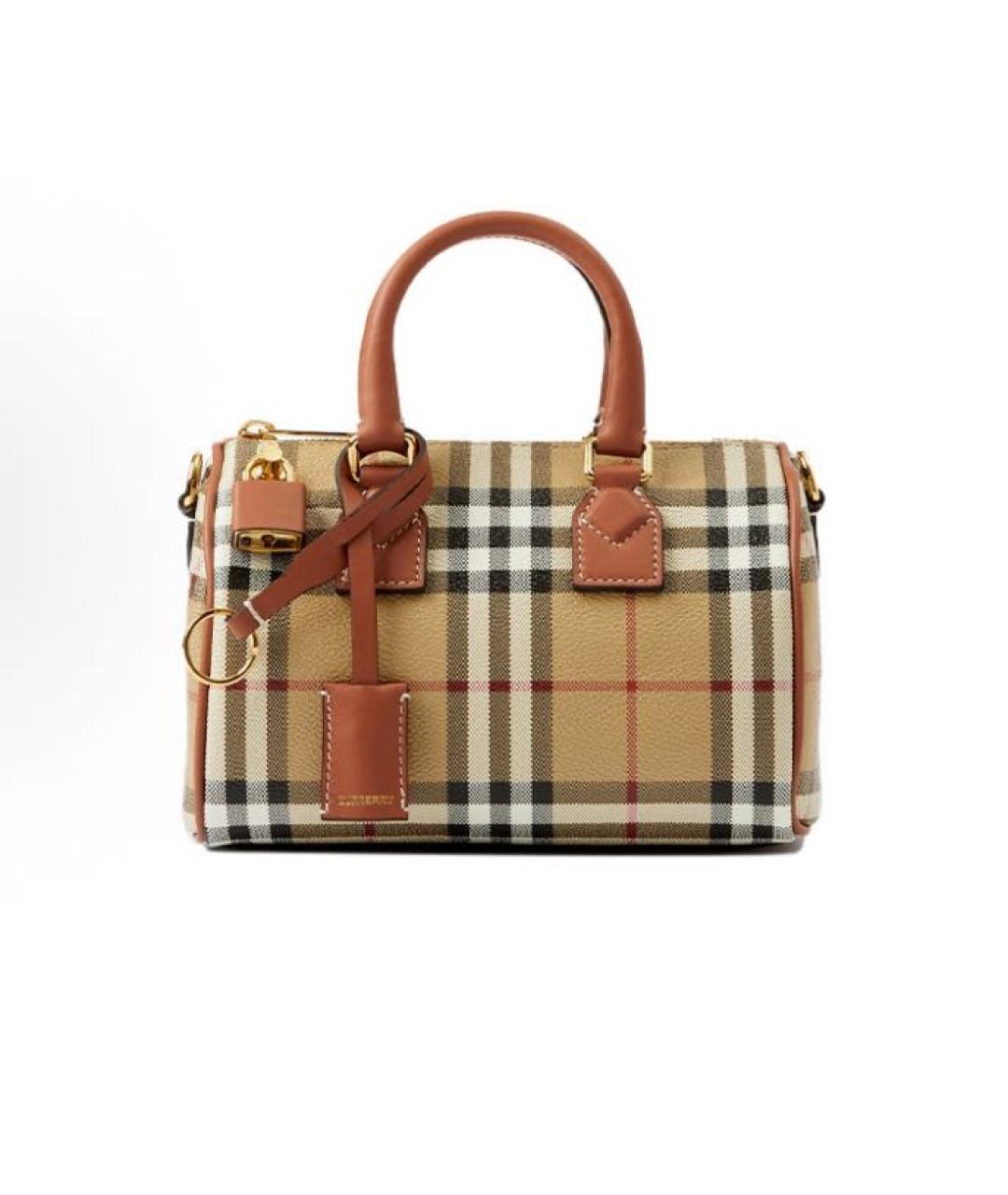 BURBERRY Коричневая кожаная сумка с короткими ручками, фото 5
