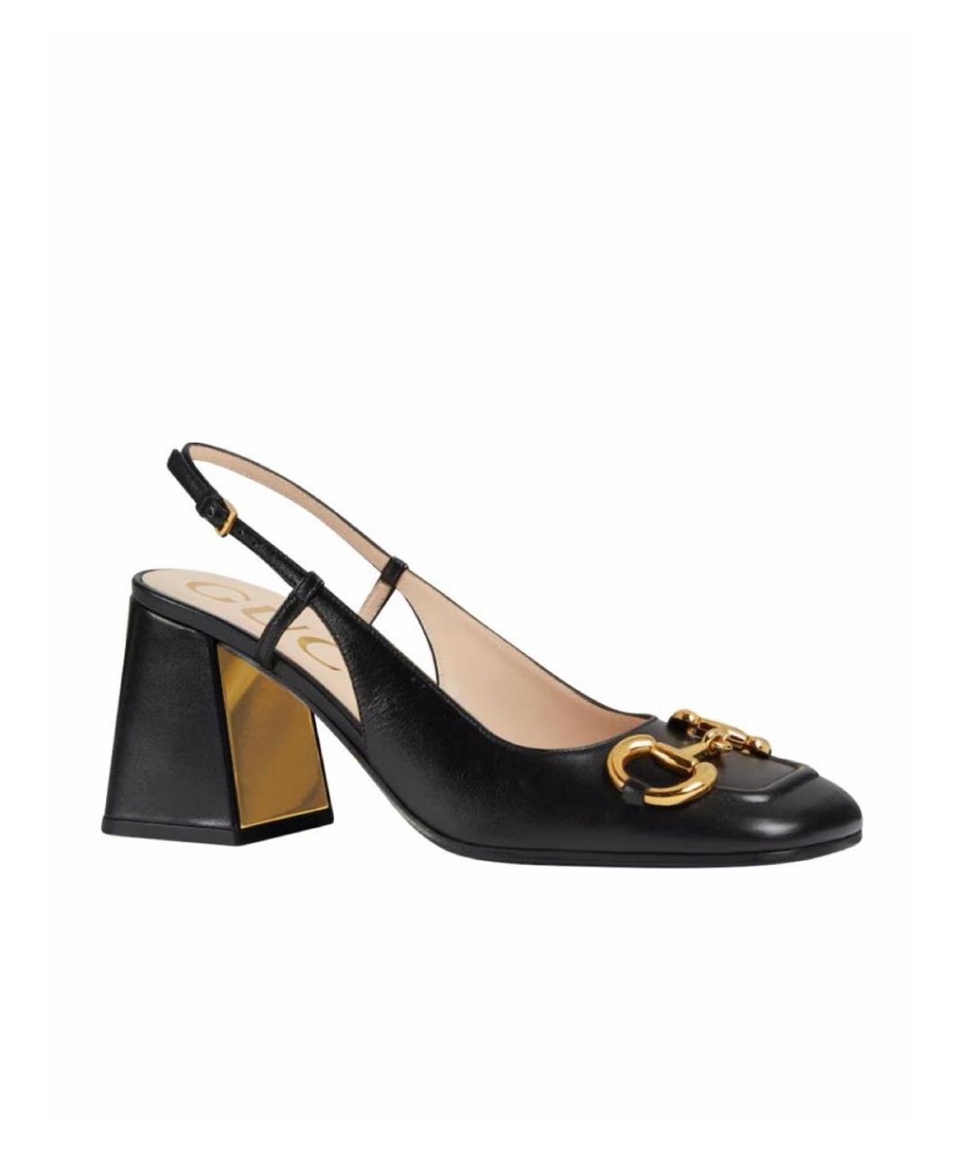 GUCCI Черные кожаные босоножки, фото 1