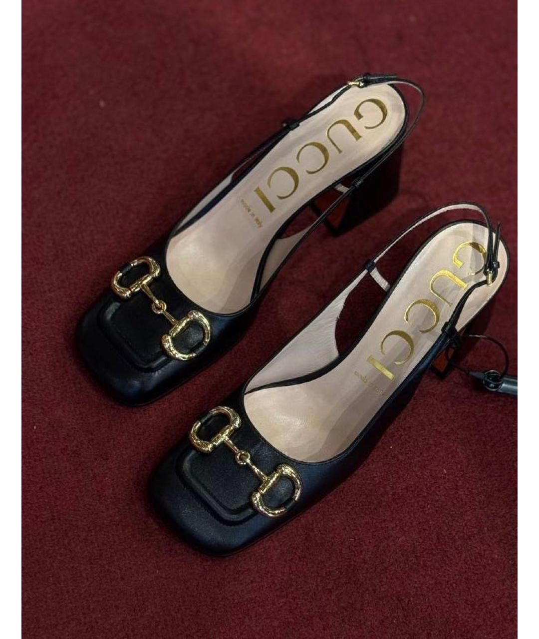 GUCCI Черные кожаные босоножки, фото 2