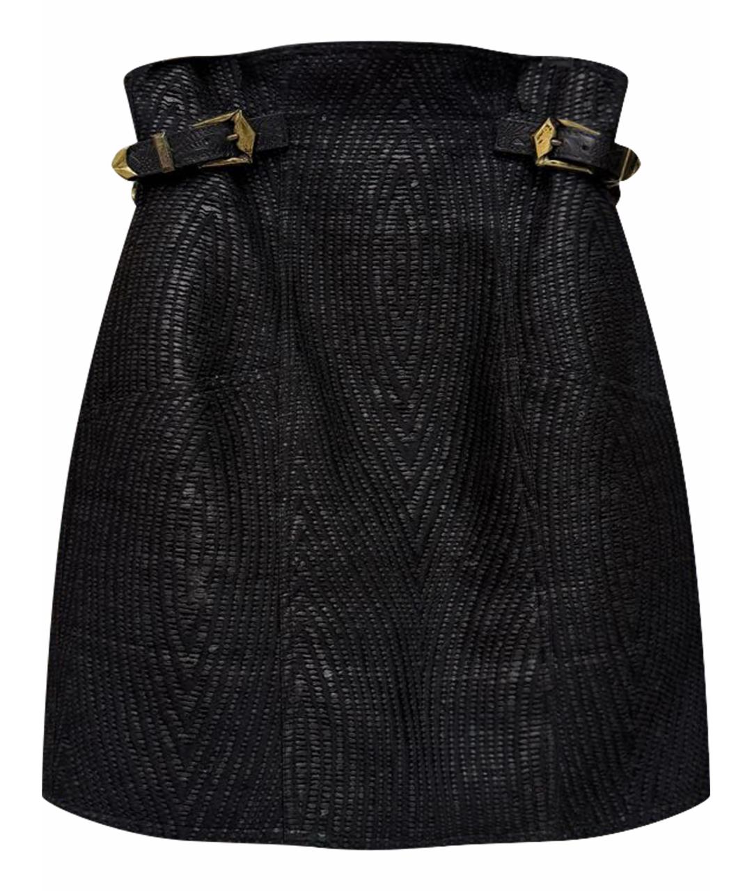 BALMAIN Черная полиуретановая юбка мини, фото 1