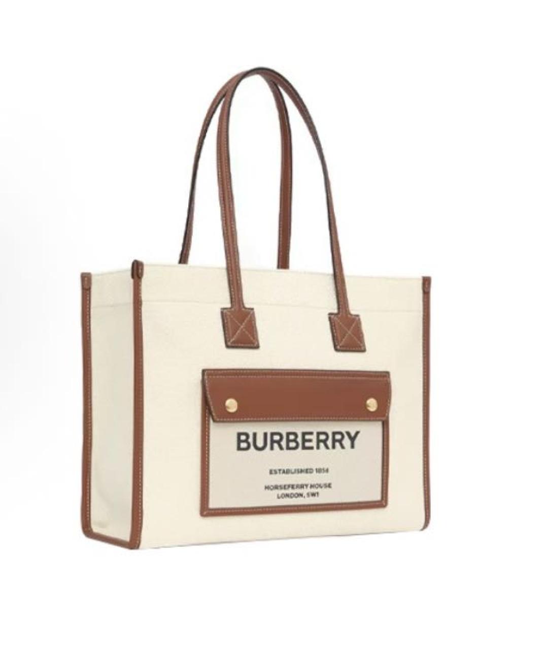 BURBERRY Бежевая хлопковая сумка тоут, фото 3